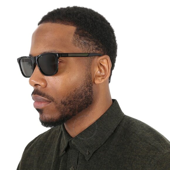 NEW GUCCI SUNGLASSES GUCCI GG0687S 002 BLACK/GREY POLARIZED EYEWEAR - Picture 3 of 4
